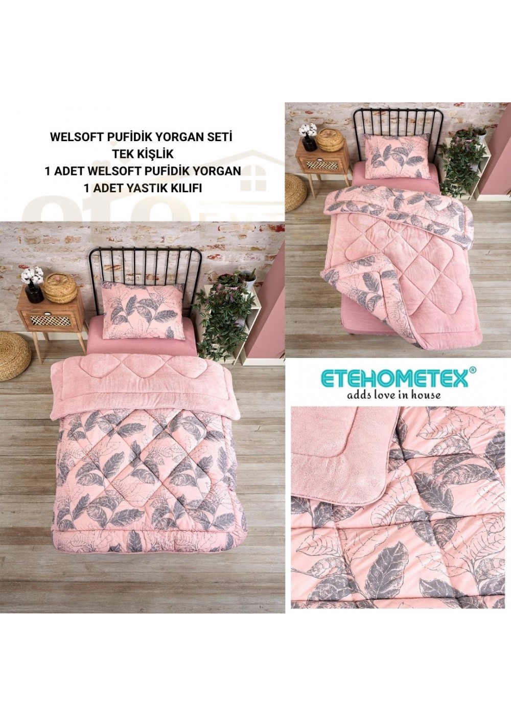 ETE HOMETEX TEK KİŞİLİK LÜX WELSOFT YORGAN ARİNA PUDRA 155X215CM 8696474231933 ETE HOMETEX TEK KİŞİLİK LÜX WELSOFT YORGAN ARİNA PUDRA 155X215CM 8696474231933
